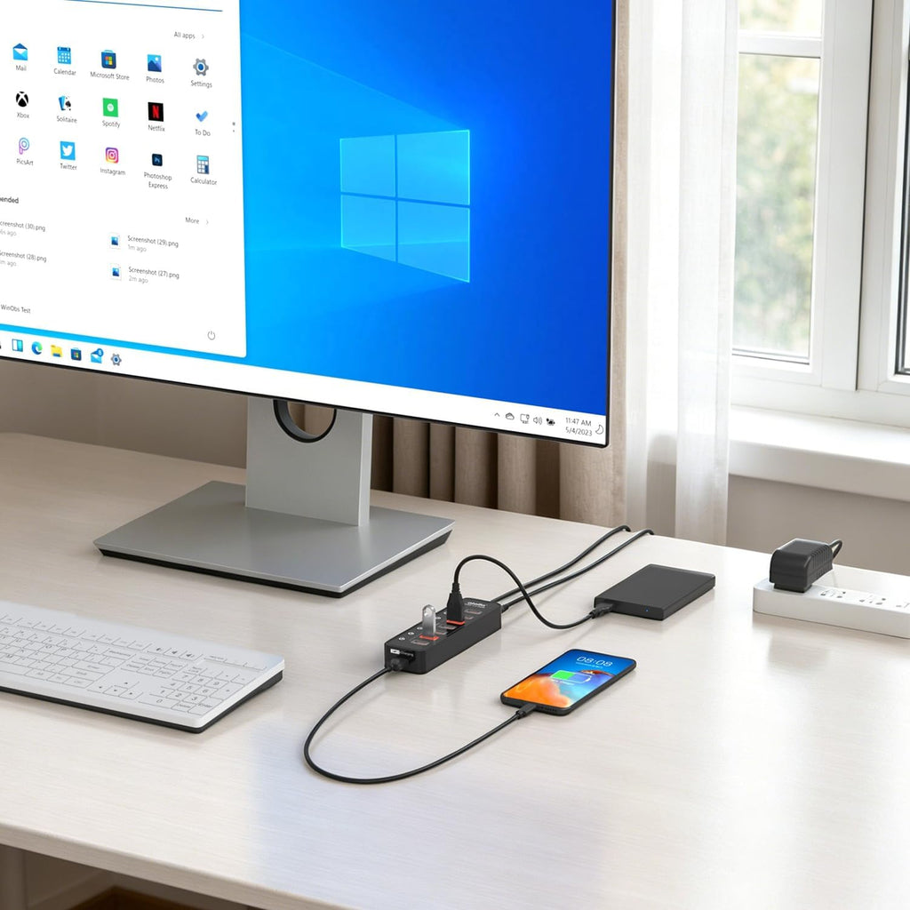 atolla, hub USB 3.2 de 7 puertos, alimentado