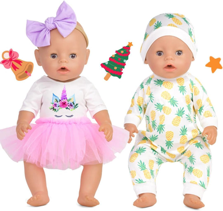Sweet Dolly Accesorios para muñecas de bebé, 5 juegos de ropa de mu...