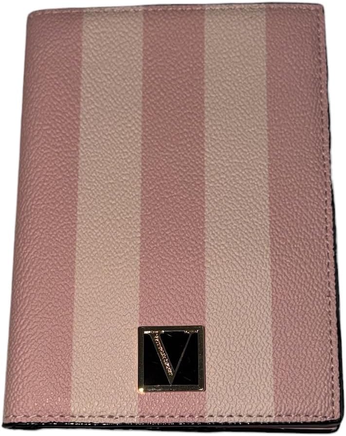 Victoria's Secret Cartera para pasaporte de piel sintética a rayas rosas