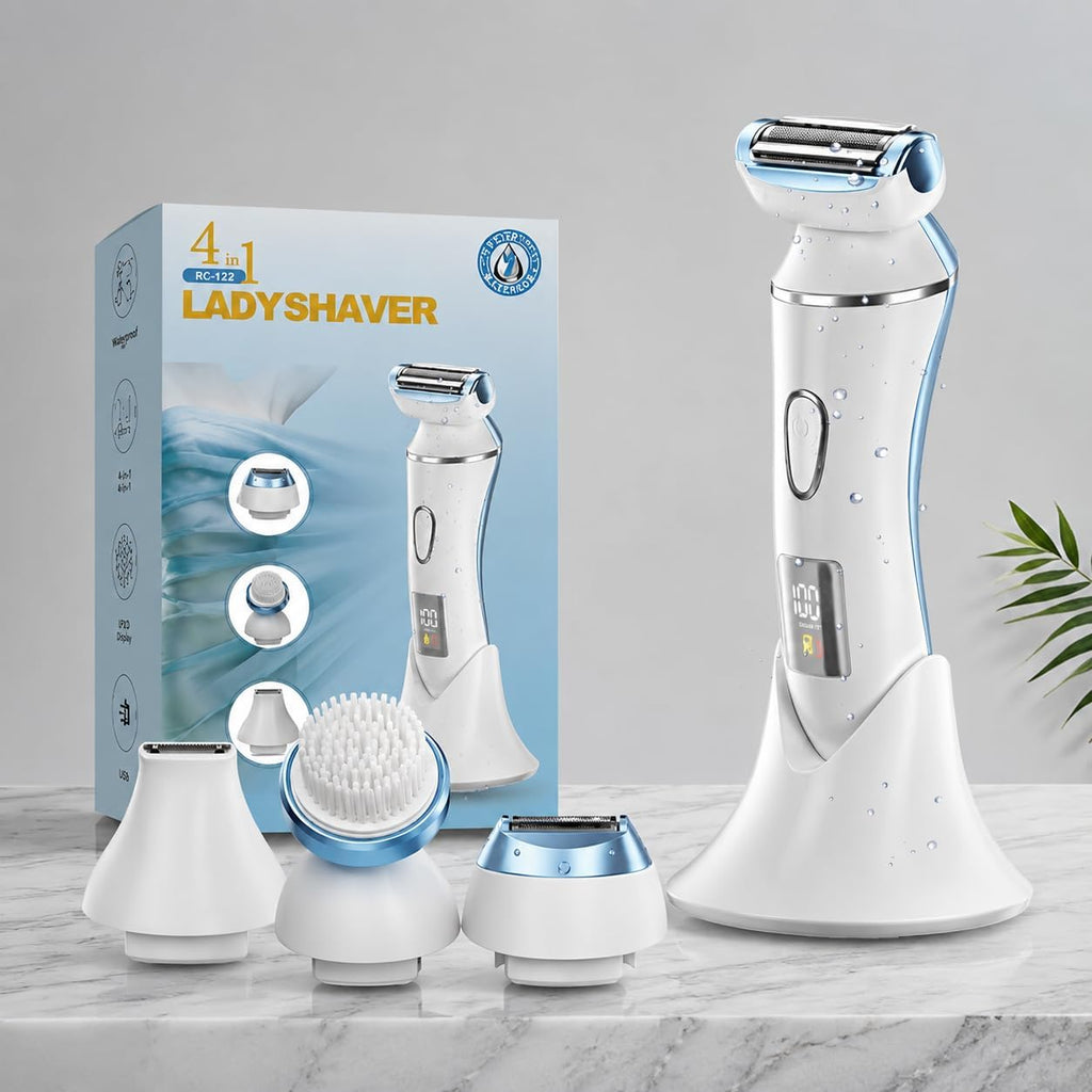 Afeitadora 4 en 1 para mujer, maquinilla de afeitar eléctrica impermeable y