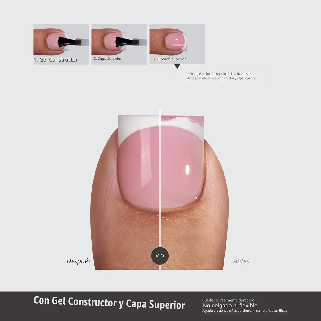 BTArtboxnails XCOATTIPS - Uñas a presión, talla S-L, cuadrado afila...
