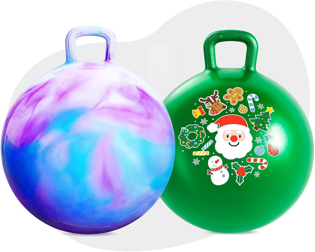 Paquete de 2 bolas de tolva de 18 pulgadas, juego de bolas hinchables verde y nube con asas, bombas y pinzas para el cabello, juguetes inflables de salto para niños de 3 a 8 años