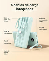 Cargador portátil VEEKTOMX de 20000 mAh con cables USB-C y iPhone i...