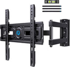Pipishell Soporte de pared para TV de movimiento completo para la mayoría de televisores planos y curvos de 26 a 60 pulgadas de hasta 77 libras, altura de soporte ajustable, brazo articulado único,