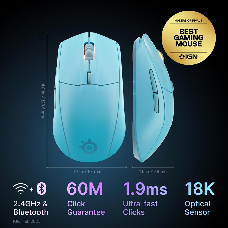 SteelSeries Ratón inalámbrico Rival 3 Gen 2 para juegos - 2.4 GHz y...