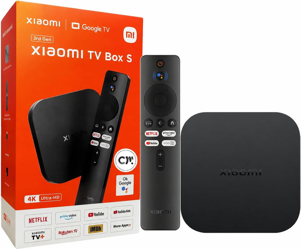 Xiaomi Android Google TV Box S 3ª generación, 4K UHD TV Box Dolby Vision Atmos y DTS:X, 2 GB + 32 GB de almacenamiento WiFi 6 HDMI 2.1 360° Bluetooth Control remoto de voz para televisión, Internet Smartphones Streaming