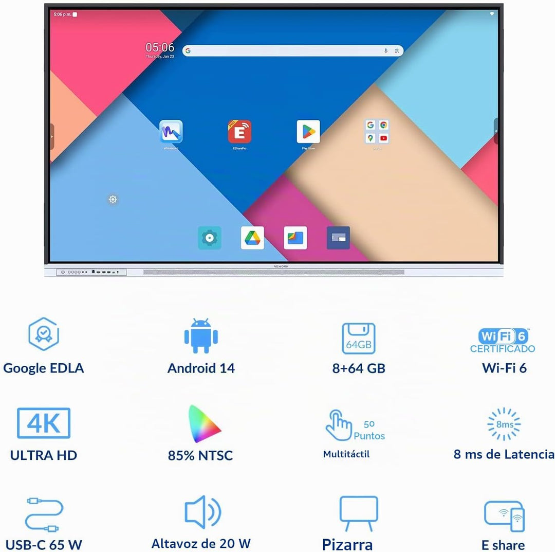 NEWORK Tablero inteligente 4K de 75 pulgadas, pizarra interactiva c...