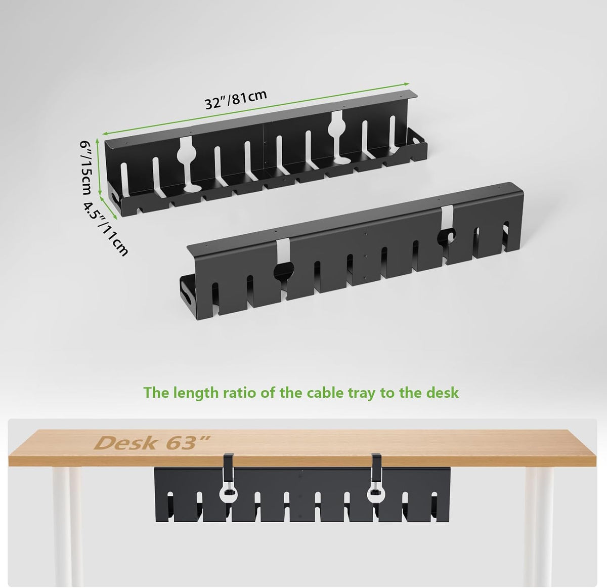 KEEGH Bandeja de organización de cables para debajo del escritorio, 32