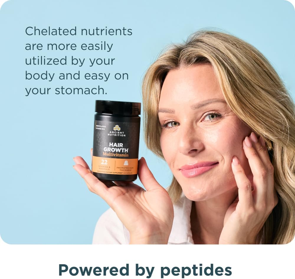 Ancient Nutrition Multivitamínico para el crecimiento del cabello \...
