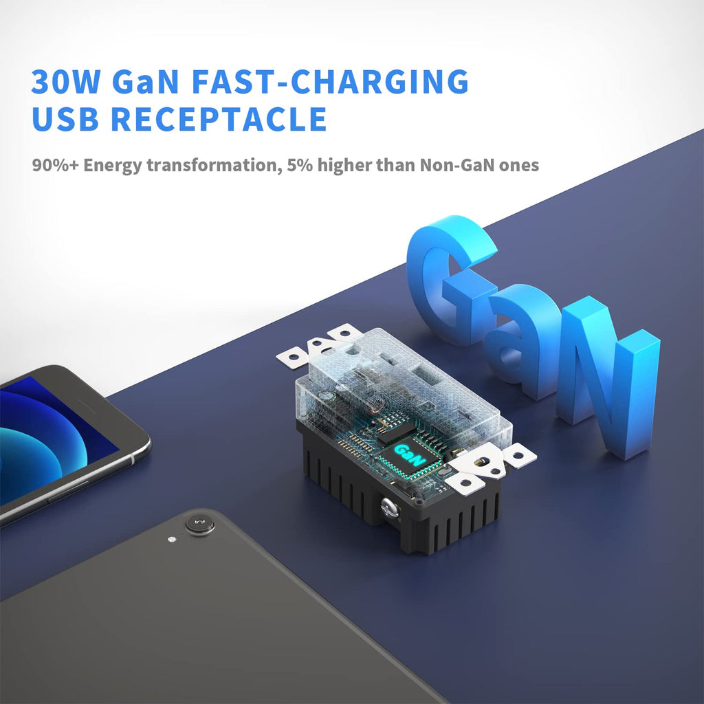 Toma de pared USB PD3.0 de 30 W, receptáculo resistente a manipulaciones de 15 amperios con 2 puertos USB tipo C y 1 puerto USB tipo A, cargador USB para iPhone/iPad/Samsung/LG/MacBook Air