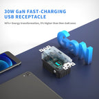 Toma de pared USB PD3.0 de 30 W, receptáculo resistente a manipulaciones de 15 amperios con 2 puertos USB tipo C y 1 puerto USB tipo A, cargador USB para iPhone/iPad/Samsung/LG/MacBook Air