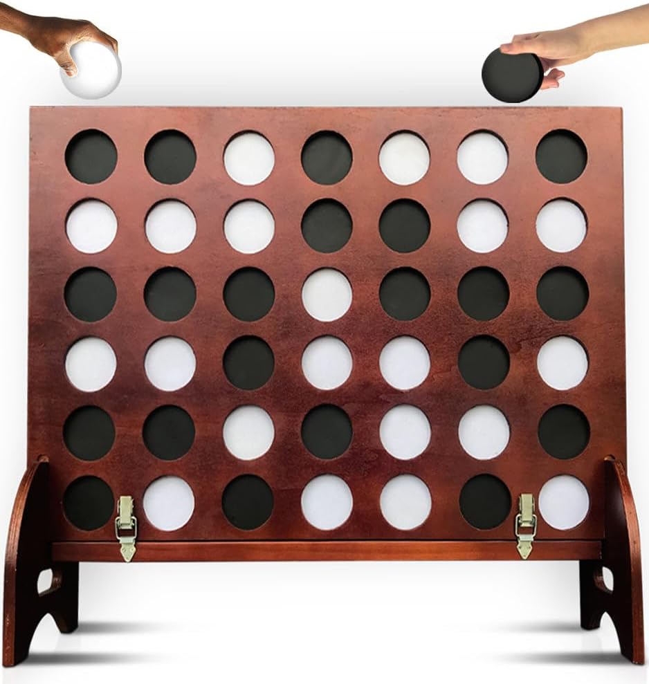 Swooc - Cuatro en una fila gigante (todo tipo de clima) con funda de transporte y diseño 60% más silencioso - Juego gigante al aire libre para adultos y familia - Juegos de patio de tamaño real 4 en