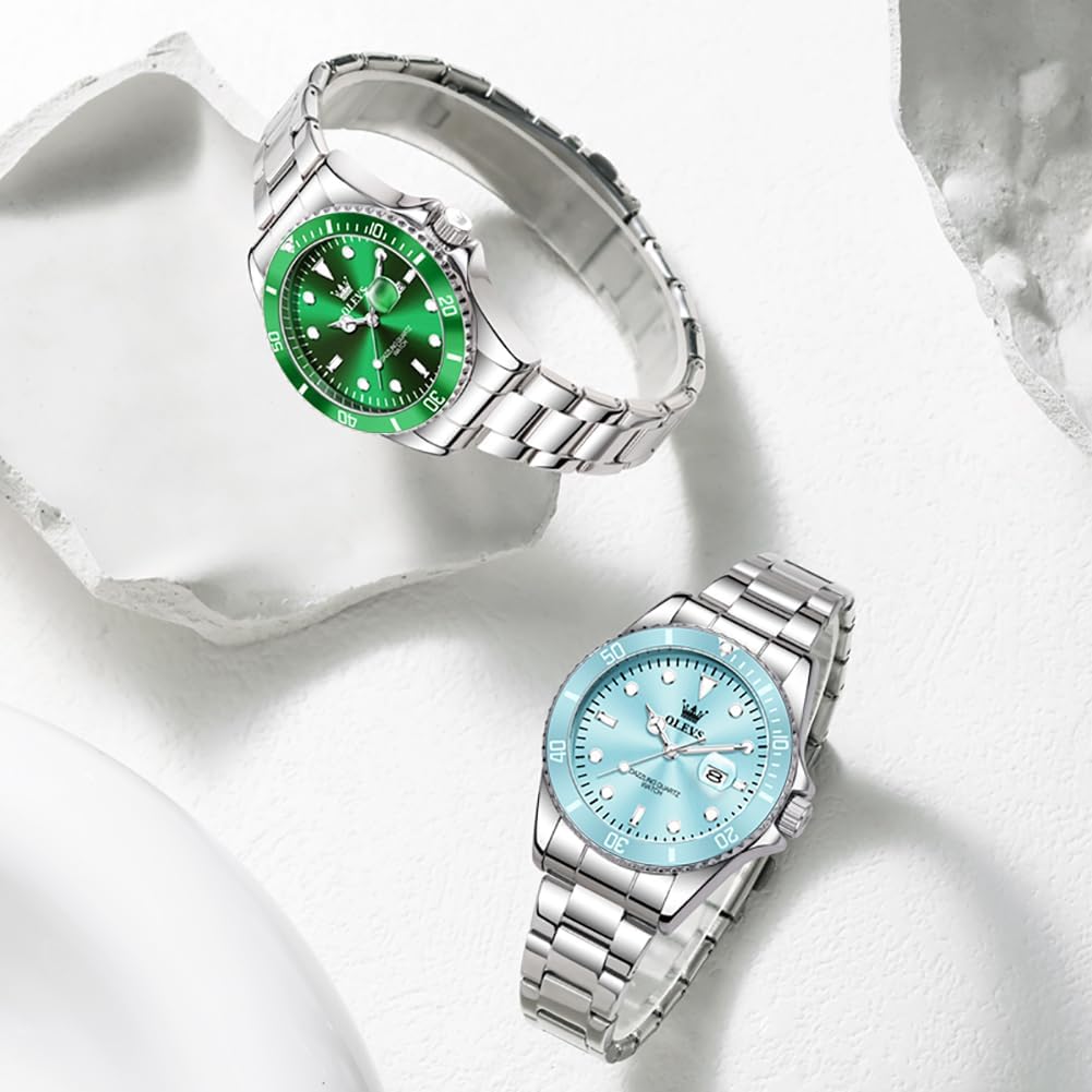 OLEVS Reloj Femenino Clásico de Mujer para Damas Análogo Acero Inoxidable Resistente al Agua Luminosa Día Fecha Dos Tonos de Fácil Lectura en la Muñeca