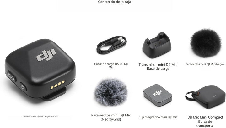 DJI Mic Mini Transmisor (Negro Infinito), Ultraligero, Micrófono La...