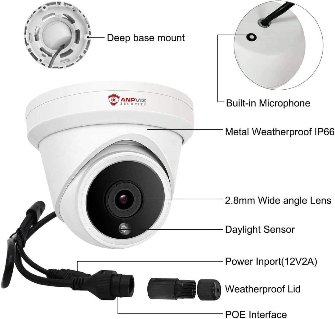 Anpviz Cámara IP PoE de 5 MP para exteriores, cámara de seguridad d...