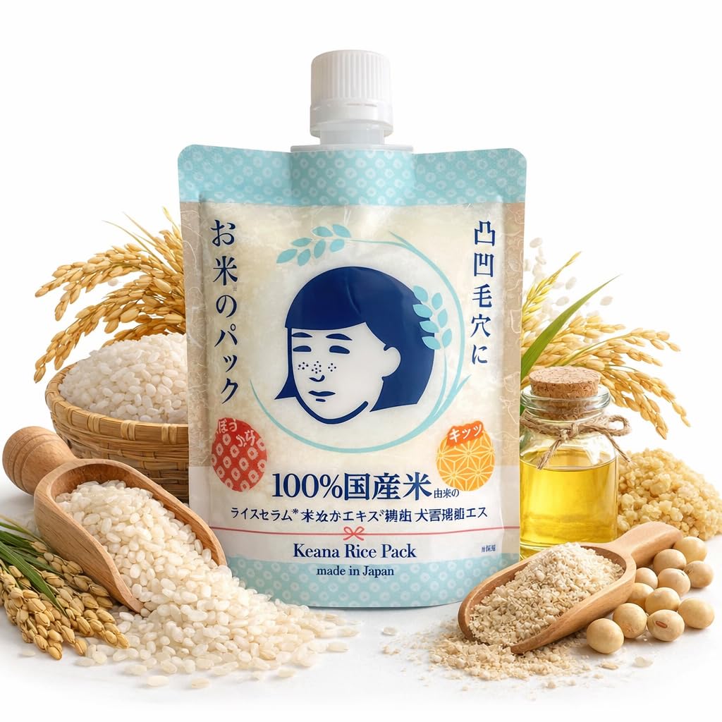 Keana Mascarilla facial de arroz japonés, mascarilla hidratante par...