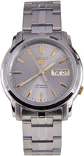 Seiko Reloj analógico de acero inoxidable SNKK67 para hombre con esfera gris, Azul, Pulsera
