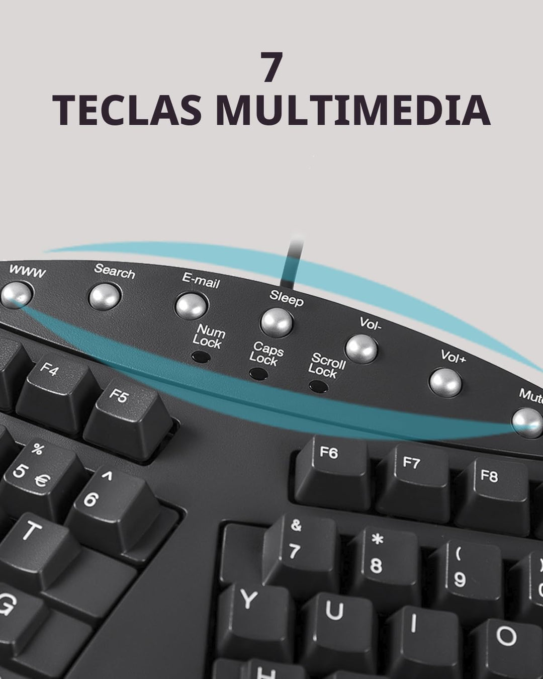 Perixx PERIBOARD-512B - Teclado ergonómico con cable, teclado divid...
