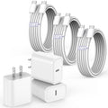 Cable de carga rápida de 10 pies para iPhone 17 16e 15, paquete de 3 cables de carga USB C a tipo C de 20 W, bloque de carga USBC de 20 W, carga súper rápida para iPhone 17 Air/17 16 15 Pro/Plus/Pro Max, iPad Pro