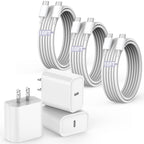 Cable de carga rápida de 10 pies para iPhone 17 16e 15, paquete de 3 cables de carga USB C a tipo C de 20 W, bloque de carga USBC de 20 W, carga súper rápida para iPhone 17 Air/17 16 15 Pro/Plus/Pro Max, iPad Pro