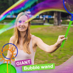 Juego de varitas de burbujas gigantes: juguete para niños y adultos para hacer burbujas, diversión al aire libre y actividades interiores para niñas y niños, para disfrutar con bandeja y 1 mini varita