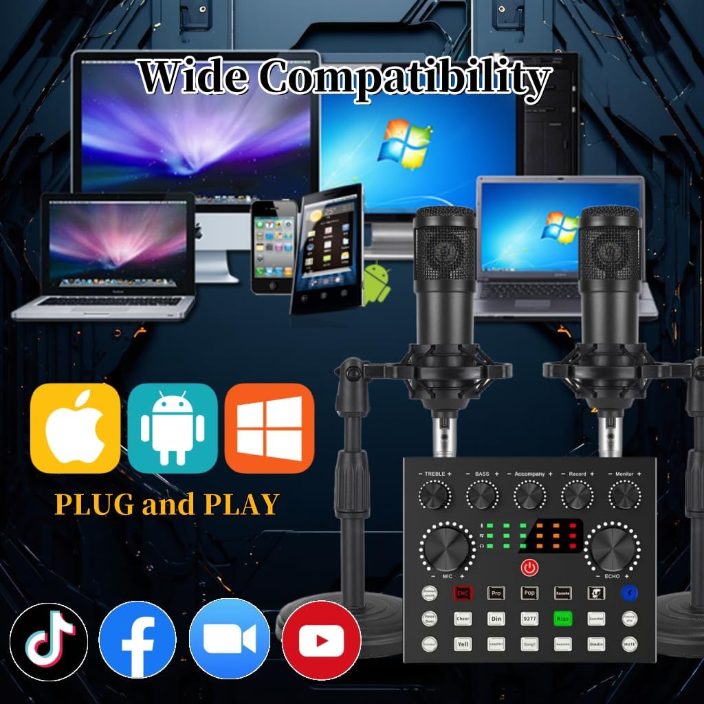 V8s para 2, cambiador de voz V8s con micrófono de podcast BM-800 -...