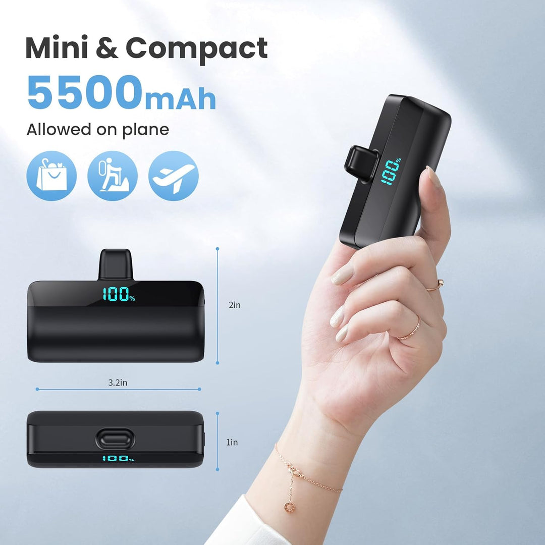 Paquete de 2: mini cargador portátil de 5500 mAh para iPhone 15\/16...