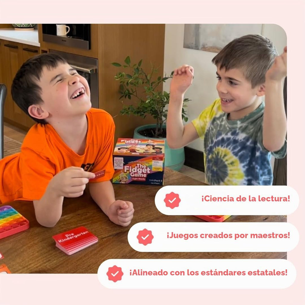 THE FIDGET GAME Conjunto de aprendizaje para jardín de infantes - Tarjetas educativas y juguetes Pop Fidget para niños de preescolar a tercer grado - Actividades y juegos de aprendizaje para palabras