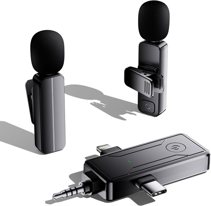 Paquete de 2 mini micrófonos inalámbricos de solapa Lavalier para i...