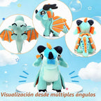 Peluche de dragón alado, animal de peluche de fantasía suave, negro