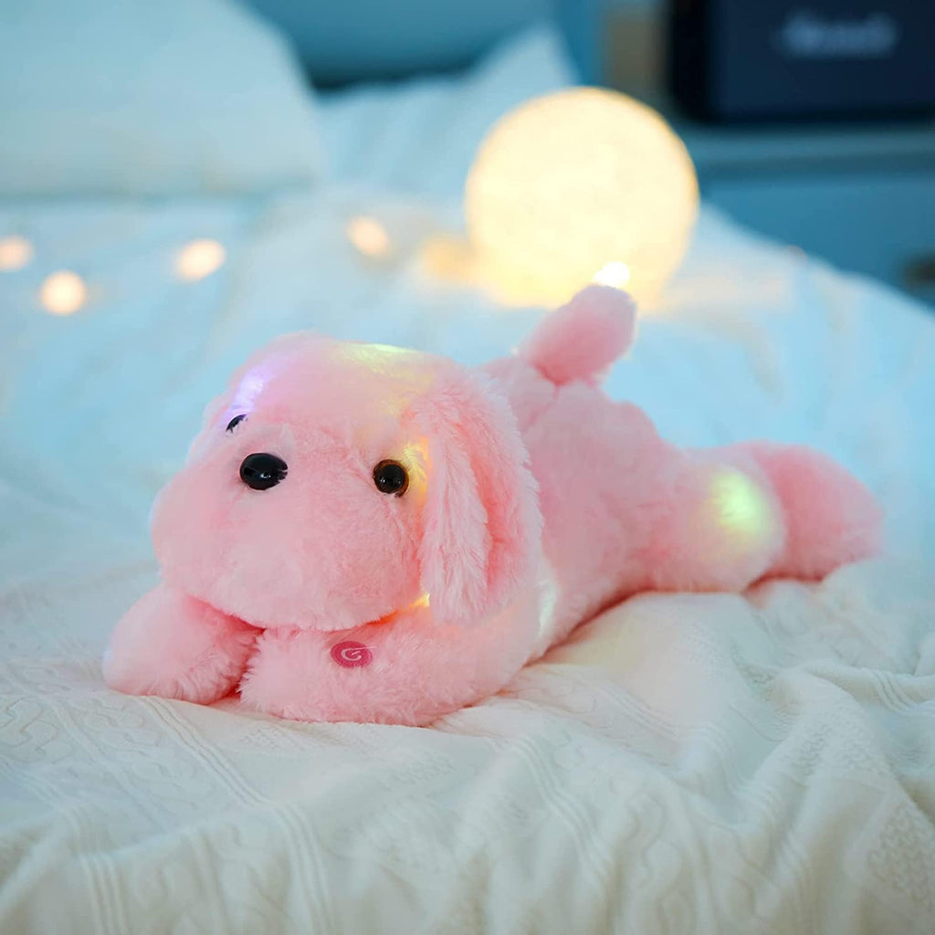 WEWILL Perro Cachorro Rosa Iluminado de 18'' con LED