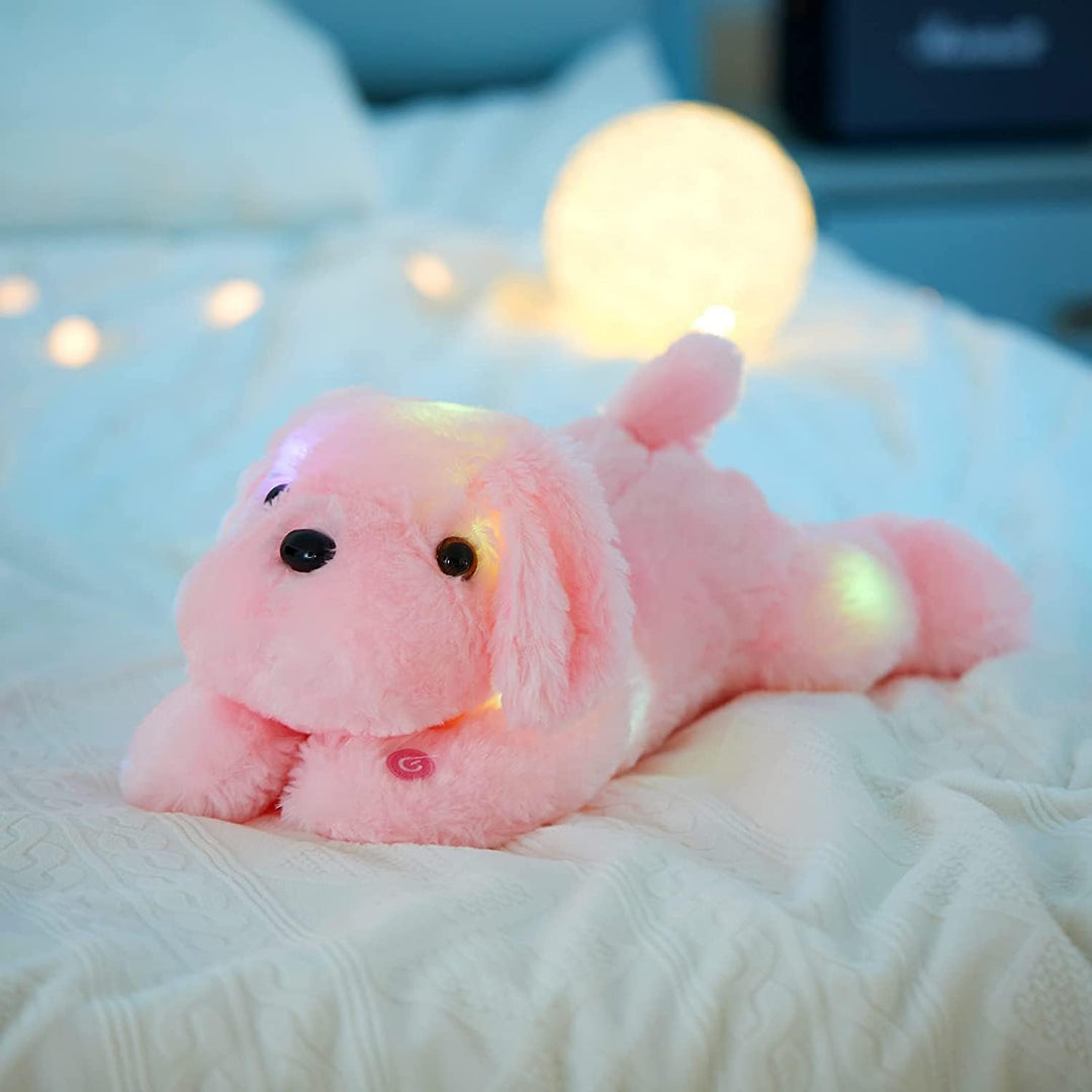 WEWILL Perro Cachorro Rosa Iluminado de 18'' con LED, Peluc...
