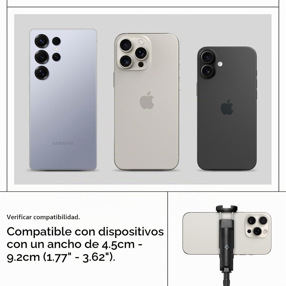 Spigen Soporte de trípode para selfie stick con control remoto