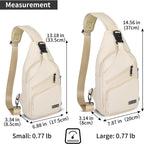 Bolso bandolera para mujer, bolsa cruzada grande con puerto de carga USB y tiradores de cremallera con logotipo, mochila ligera resistente al agua de nailon para viajes, senderismo (L, beige de