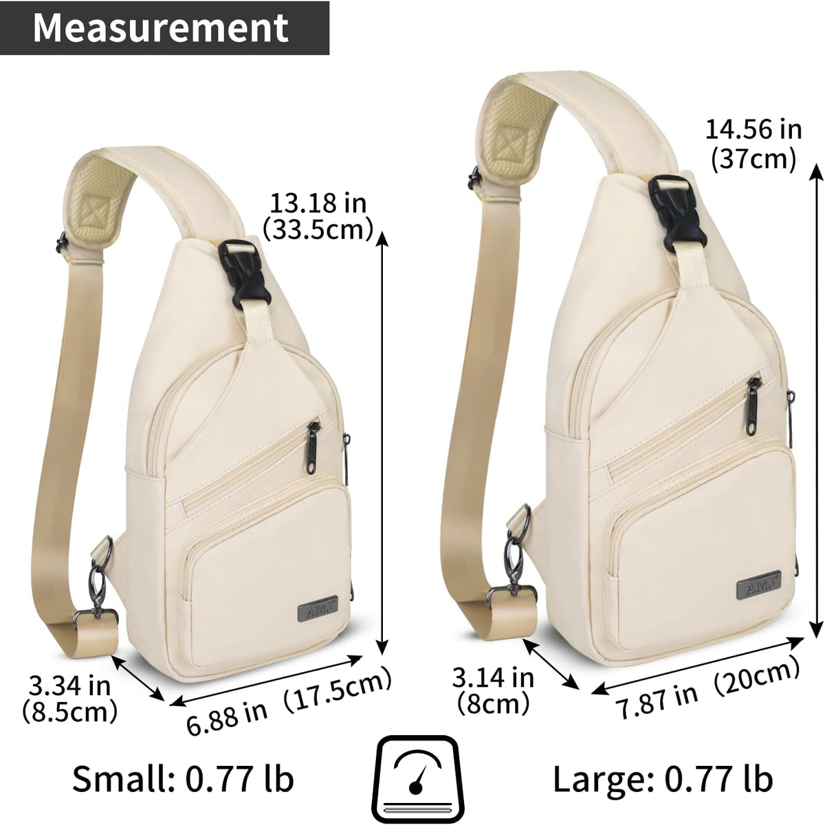 Bolso bandolera para mujer, bolsa cruzada grande con puerto de carga USB y tiradores de cremallera con logotipo, mochila ligera resistente al agua de nailon para viajes, senderismo (L, beige de