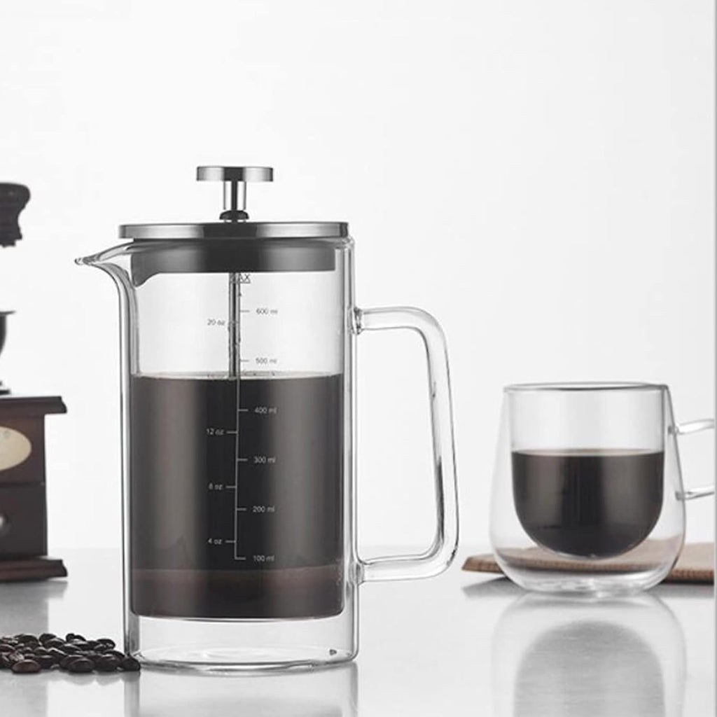 Decdeal Cafetera francesa de doble pared Cafetera de vidrio de borosilicato