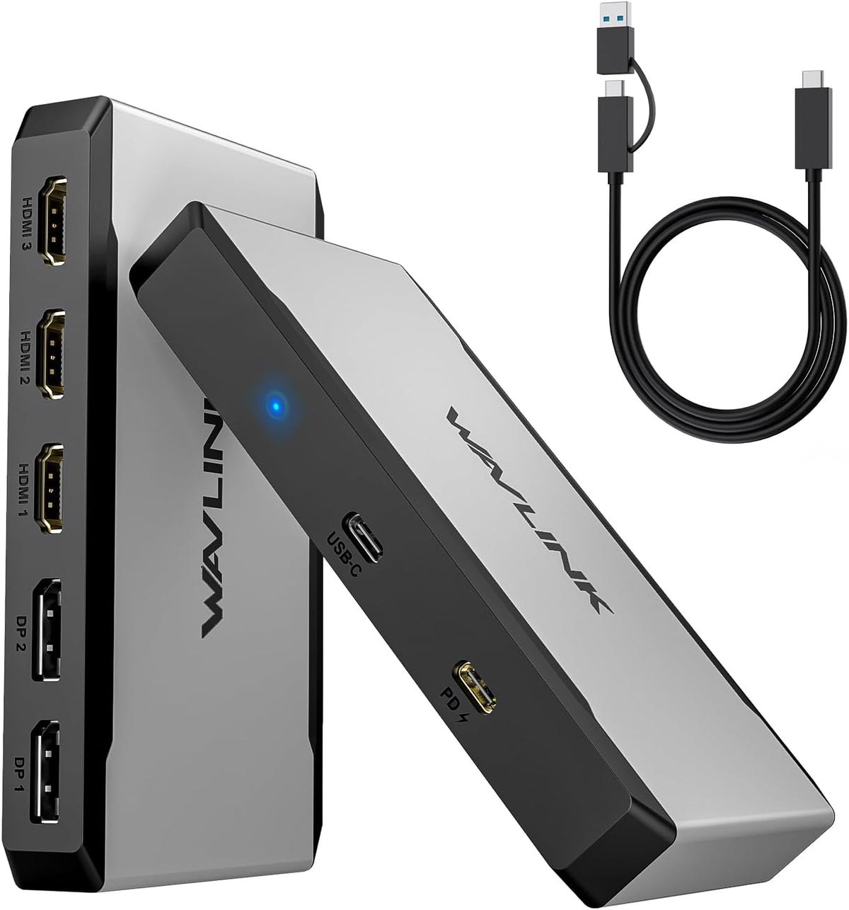 WAVLINK Adaptador USB C a triple monitor, compatible con Mac y Windows