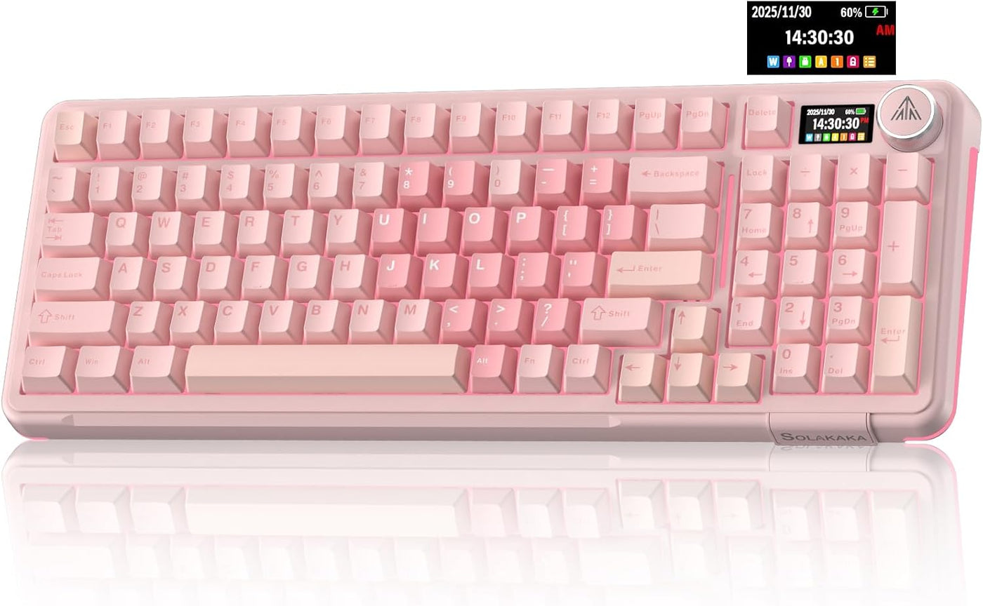 SOLAKAKA Teclado inalámbrico para juegos A99 Pro con pantalla LCD y...