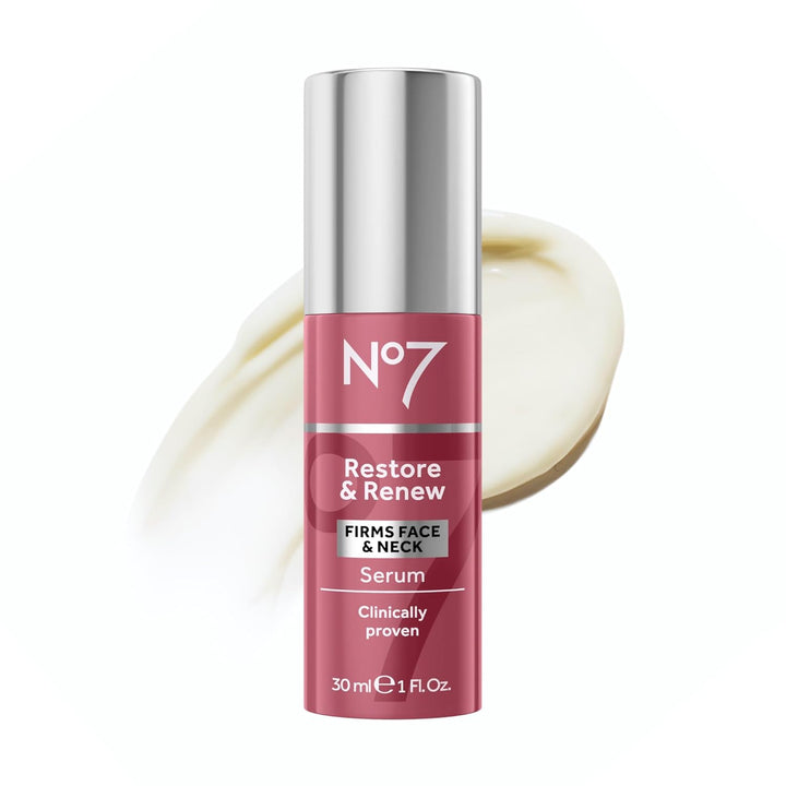 No7 Restore &amp; Renew - Suero multiacción para rostro y cuello, s...