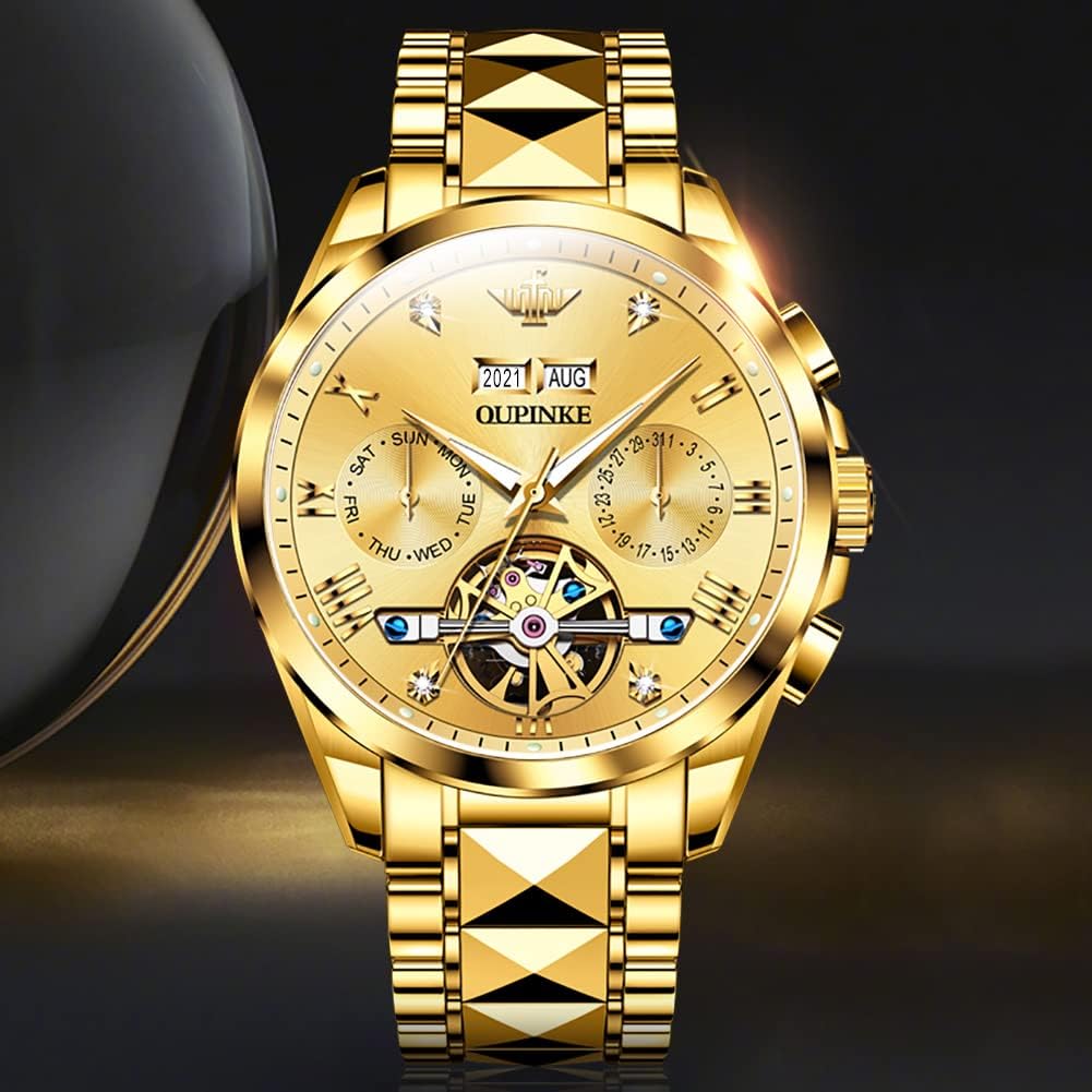 OLEVS Relojes esqueletos automáticos de acero inoxidable