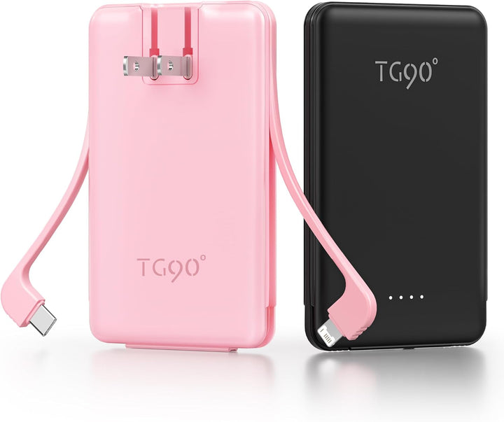 TG90° Paquete de 2 cargadores portátiles de 5000 mAh, mini banco de...