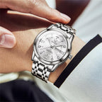 OLEVS Relojes para hombre de lujo de acero inoxidable 30M impermeable