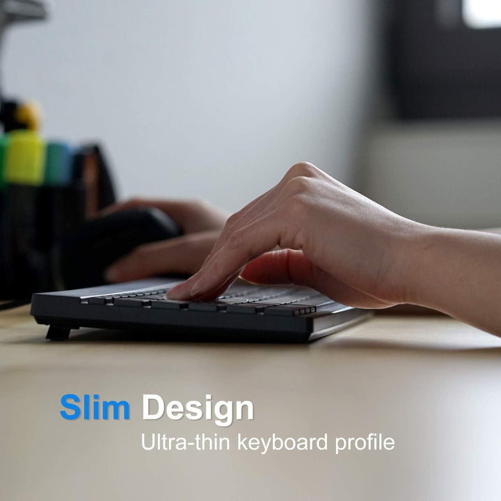 Perixx PERIBOARD-426 - Teclado con cable mini de perfil bajo (USB c...