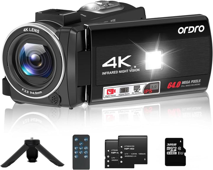 ORDRO Z36 Videocámara 4K, Cámara Vlogging de 64MP para YouTube Zoom...