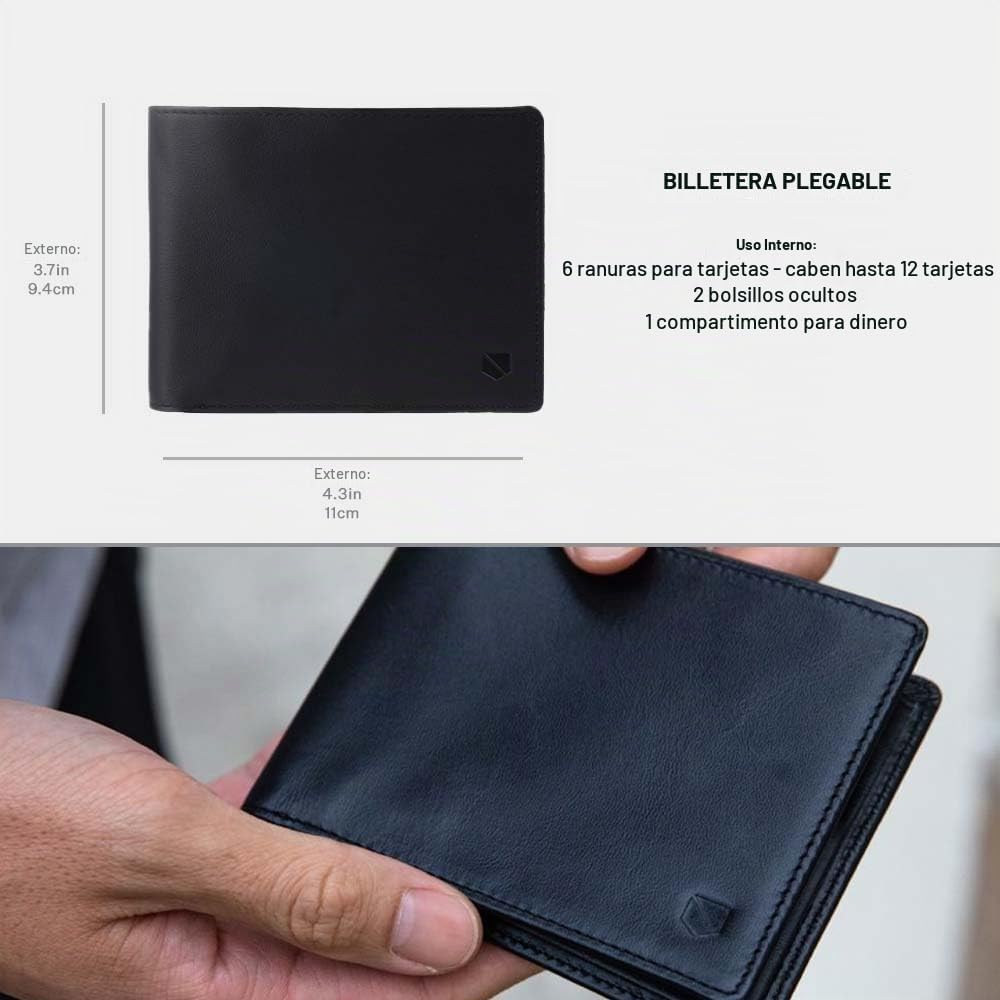 SLNT - Cartera de bloqueo para hombre, delgada, plegable, 6 ranuras para