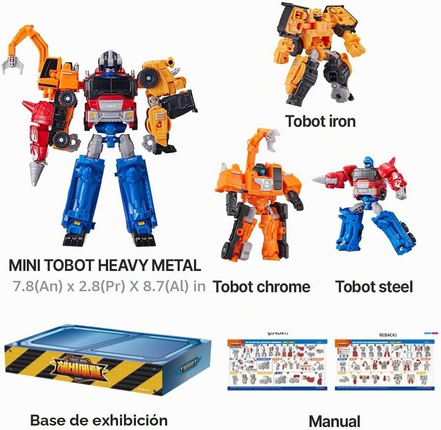 Nuevo TOBOT, MINI TOBOT Heavy Metal, Youngtoys - Vehículo coleccionable transformable a robot, juguetes de personajes de animación de héroes para niños de 4 años en adelante, juguetes transformables