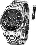 OLEVS Relojes para Hombres de Negocios de Acero Inoxidable, a Prueba de Agua, Estilo Casual Formal