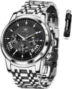 OLEVS Relojes para Hombres de Negocios de Acero Inoxidable, a Prueba de Agua, Estilo Casual Formal