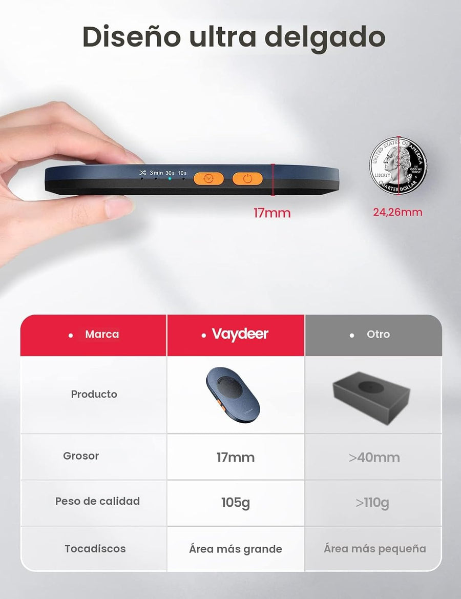 Vaydeer Air 3 - Mouse movedor ultra delgado, con temporizador de in...