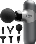 cotsoco Mini pistola de masaje, masajeador muscular de percusión de tejido profundo, masajeador portátil compacto de mano con 6 cabezas y 4 velocidades, silencioso para el hogar, gimnasio, oficina